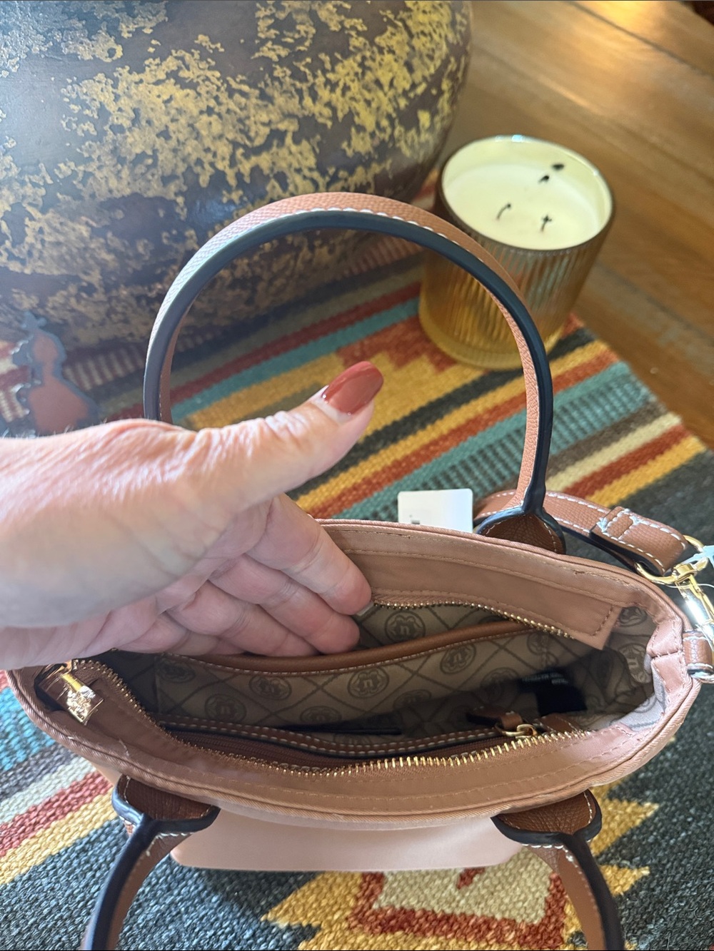 Nanette Lepore Tan Mini Tote with Adjustable Crossbody Strap - Picture 8 of 11